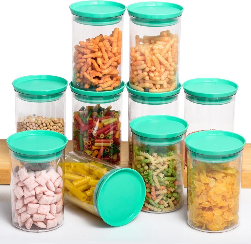 Airtight Plastic Containers- 900 ml Plastic Cereal Dispenser, Air Tight, Grocery Container, Fridge Container,Tea Coffee & Sugar Container, Spice Container (Pack of 6)