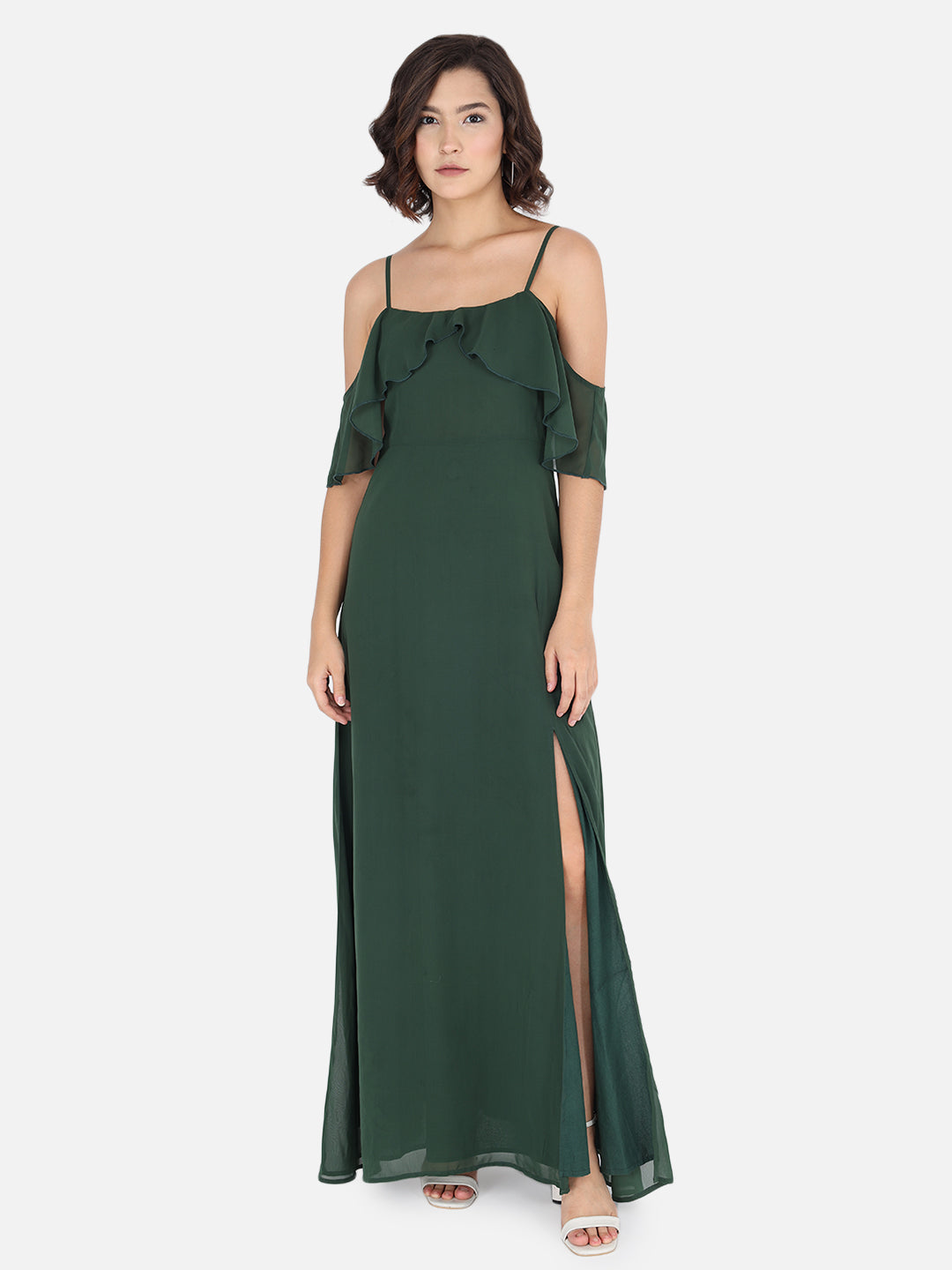 Trend Arrest Women's  Polyester Solid Stylish Maxi Dress