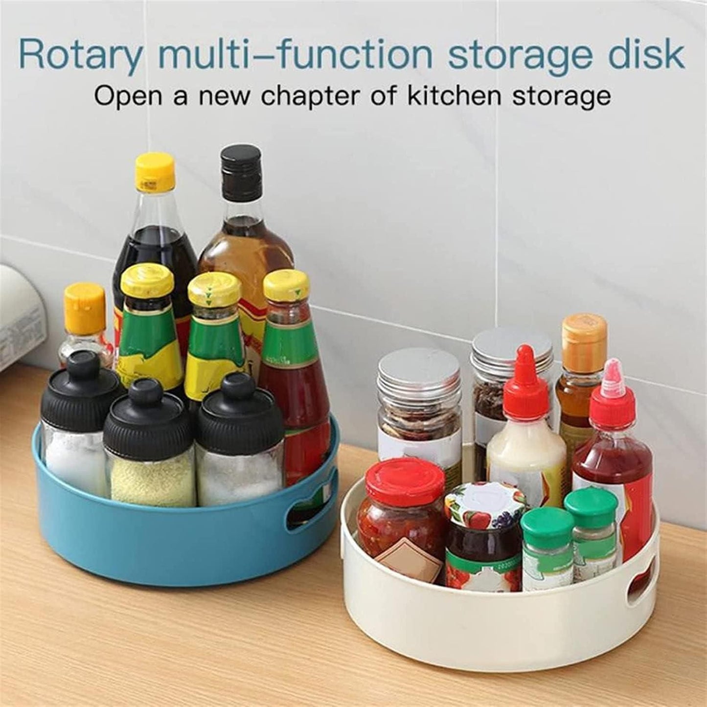 Multi-Purpose 360� Rotating Organizer Tray Use for Spice Rack, Cosmetic Organizer and Many more (Off-White Cream)