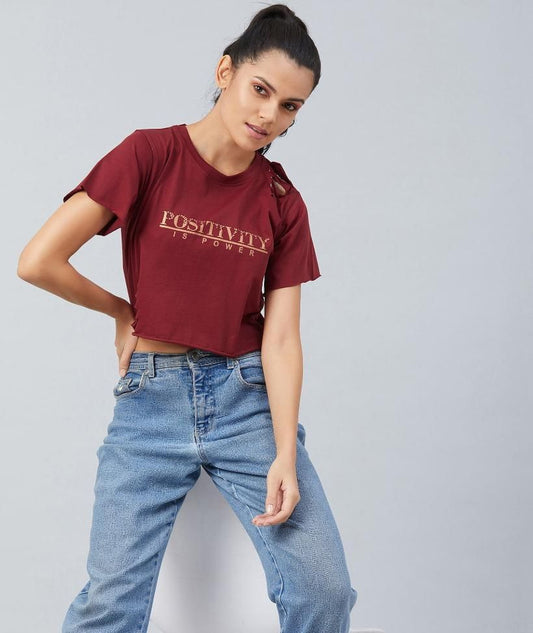 Women's Ribbed Style Crop T-shirt