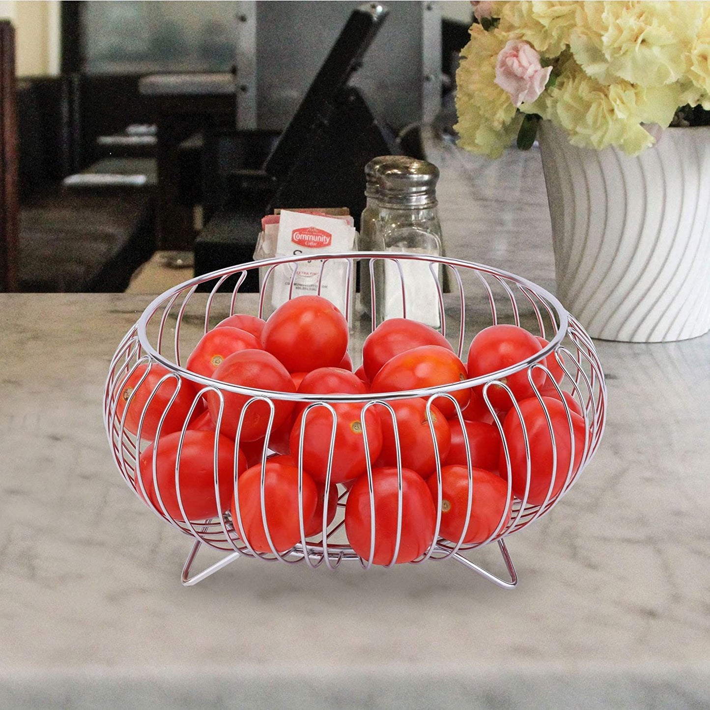 Stainless Steel Vegetable and Fruit Bowl Basket with Chrome Plated