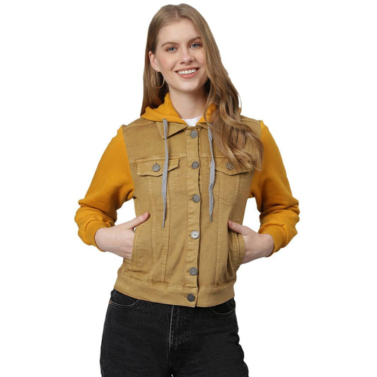 Campus Sutra Women Colorblock Stylish Casual Denim Jacket