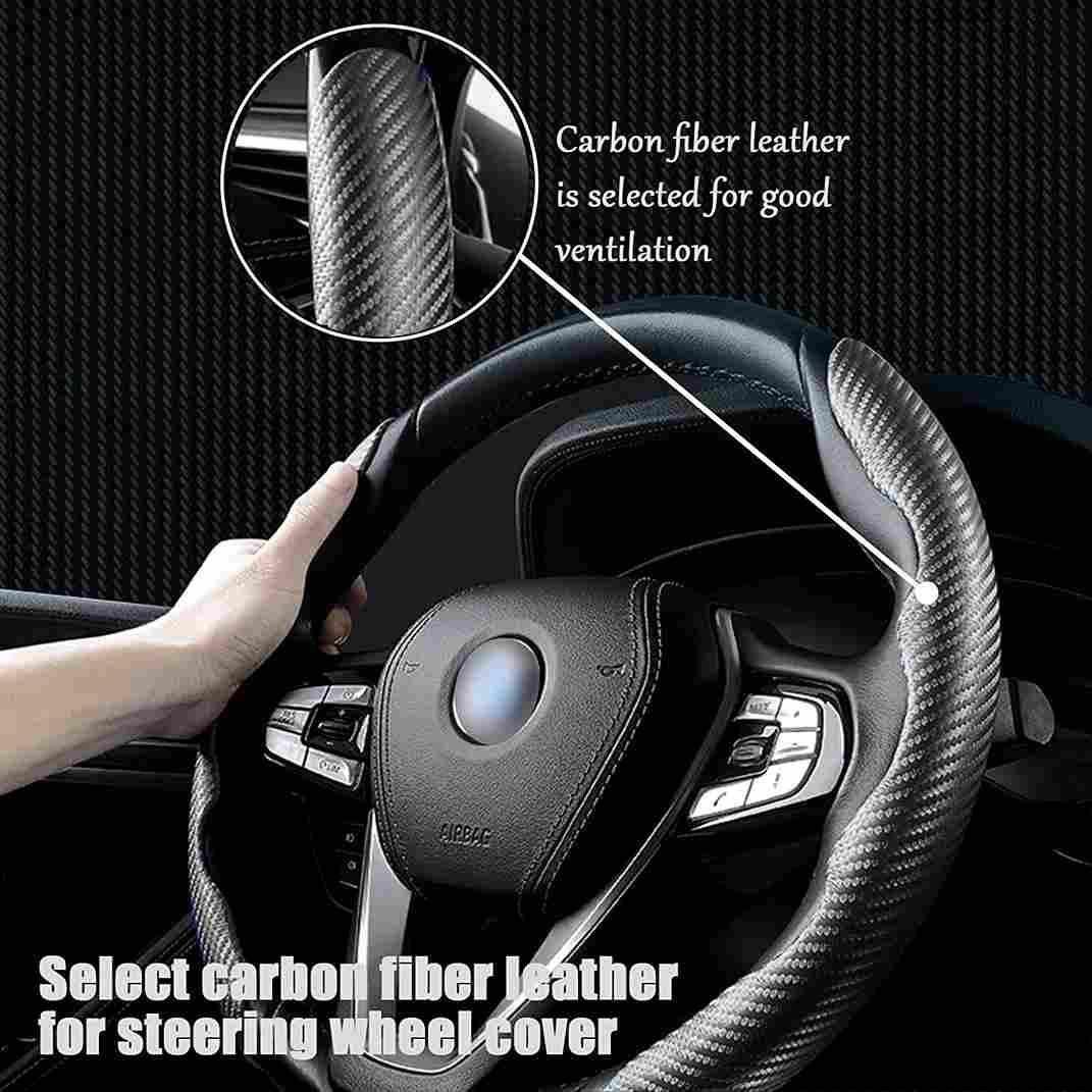 New Carbon Fiber ABS Texture Steering Wheel Grip Cover for Cars