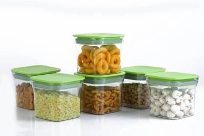 Containers- New Kit Kat Premium Quality Square Shaped Air Tight Containers Storage Jar 600ml (Pack of 6)