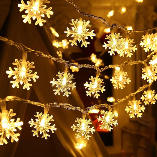 14 LED Snow Flake Fairy Lights Waterproof Indoor Outdoor for Decoration (Warm White)