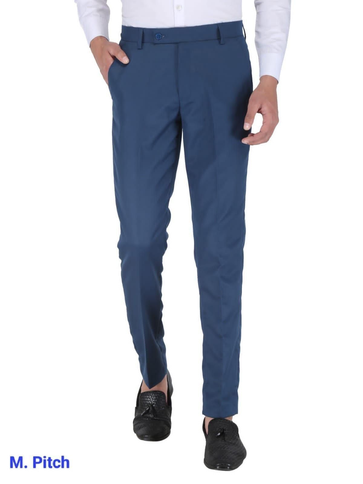 Mens Cotton Stretchable Solid Formal Trouser