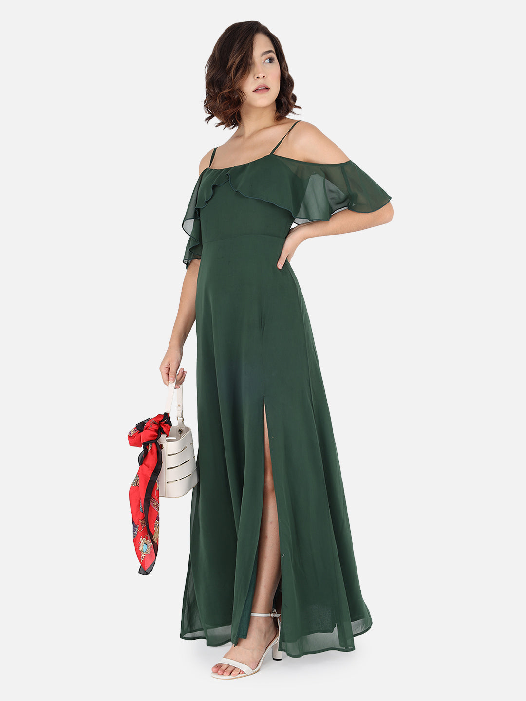 Trend Arrest Women's  Polyester Solid Stylish Maxi Dress